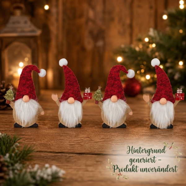 Weihnachtliches Wichtel-Set – 4 liebevolle Deko-Wichtel für ein festliches Zuhause